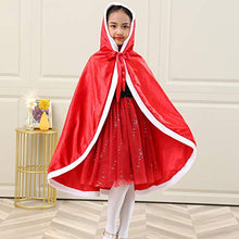 Load image into Gallery viewer, Hooded Cape Velvet Cloaks Costume - Birthday Halloween Cosplay for Girls Princess Costumes Party Accessories (Red, S)
