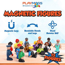 Load image into Gallery viewer, Playmags Original Magnet Building Tiles - Clear Magnetic 3D Building Blocks, Creative Imagination, Inspirational, Pretend Play and Educational Conventional (15 Figures)
