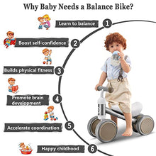 Load image into Gallery viewer, Bobike Baby Balance Bike Toys for 1 Year Old Boys Girls 10-24 Month Kids Toys Toddler Best First Birthday Gift Children Walker No Pedal Infant 4 Wheels Bicycle(Silver)
