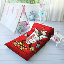 Load image into Gallery viewer, Kids Floor Pillow Skater Asian Noodle Take Away Box Skateboarding Character Design Pillow Bed, Reading Playing Games Floor Lounger, Soft Mat for Slumber Party, for Kids, Queen Size

