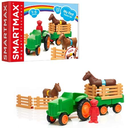 SmartMax My First Farm Tractor STEM Magnetic Discovery Play Set with Moving Tractor for Ages 1-5