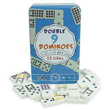 Load image into Gallery viewer, Pureplay Classic Double 9 Color Dot Dominoes Game Set,55 Pieces Dominoes Tiles with Tin Box,Double 9 Dominoes for Adults, Family Game Nights,Friends Gathering,Party Favors,Travel
