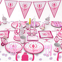 Load image into Gallery viewer, Houstory 82 Pieces Ballerina Girl Birthday Party Kit, Include Ballerina Dance Girl Plates, Glasses, Tablecloth, Napkins, Straws, Cutlery
