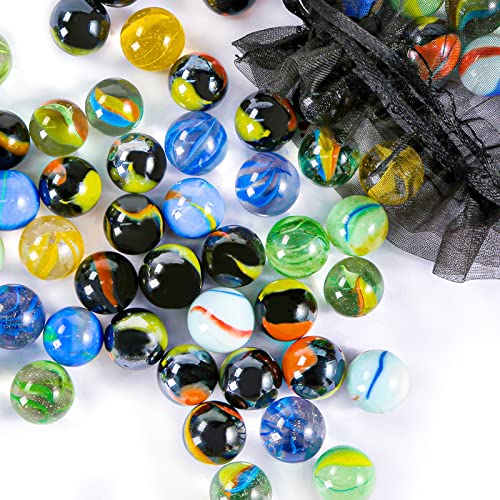 60PCS Colorful Glass Marbles,9/16 inch Marbles Bulk for Kids Marble Games,DIY and Home Decoration