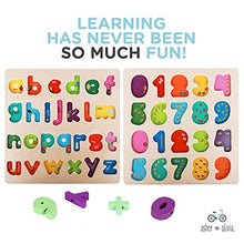 Load image into Gallery viewer, Alphabet Number Puzzles &amp; Flash Cards  with Lacing Beads and Threads - Preschool Educational Learning Montessori Toys Toddlers, Kids  ABC Letter, Number, Word, Flashcards Wooden Activities Games
