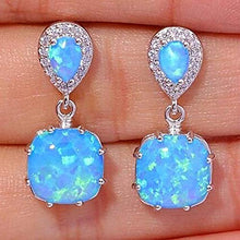 Load image into Gallery viewer, frigidssm Fashion Elegant Women Fire Opal Inlaid Pendant Ear Stud Earrings Party Jewelry Accessory Gift Blue
