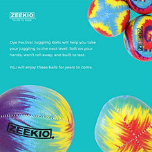 Load image into Gallery viewer, Zeekio Tie Dye Festival Juggling Balls - [Set of 3] 6-Panel Balls, Millet Field, 120g Each, Pink/Blue/White Swirl
