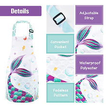 Load image into Gallery viewer, Mermaid Apron for Kids Girls Polyester Waterproof Apron for Kitchen Cooking Painting Gardening Baking Baby Toddler Bib Aprons with Pocket Adjustable Strap(Small, 6-10 Years)

