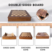 Load image into Gallery viewer, GSE Wooden 7-in-1 Chess, Checkers, Backgammon, Dominoes, Cribbage Board, Playing Card &amp; Poker Dice Game Combo Set (Old Fashioned)
