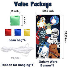 Load image into Gallery viewer, Unbess Galaxy Wars Toss Games with 4 Bean Bags, Indoor Outdoor Fun Throwing Games Backdrop Banner Party Activities for Kids Adults Space Galaxy Wars Themed Birthday Party Favors Supplies Decoration

