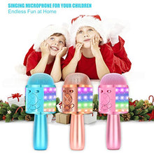 Load image into Gallery viewer, BONAOK Karaoke Microphone for Kids, Portable Wireless Bluetooth Singing Mic with Flashing Lights &amp; Magic Voices, Fun Toy for Girls and Boys Home Party Birthday Christmas V07(Blue)
