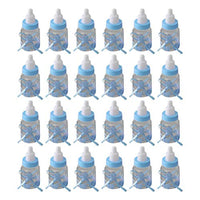 NUOBESTY 24Pcs Baby Bottle Shower Favor Mini Plastic Milk Bottle Fillable Feeding Bottle Candy Box for Baby Shower Favor Gift Decoration (Sky-Blue)