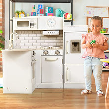 Load image into Gallery viewer, Kids Kitchen Playset Girls&amp;Boys| Pretend Cooking Toy Kitchen Set| Wooden Toddler Kitchen Set| White Corner Play Kitchen for Toddler Kids Gift
