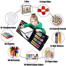 Load image into Gallery viewer, Art Supplies, KINSPORY 228 Pack Art Sets Crafts Drawing Coloring kit, Double-Side Trifold Art Easel, Oil Pastels, Crayons, Colored Pencils, Creative Gift for Beginners Artists Girls Boys Kids (Black)

