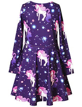 Load image into Gallery viewer, Long Sleeve Unicorn Dresses for Girls Kids 10 11 Matching 18 inch American Doll
