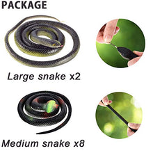 Load image into Gallery viewer, AULY 10PCS Large Realistic Rubber Snakes,Fake Snake Black Mamba Snake Toys for Garden Props to Scare Birds,Squirrels, Mice, Prank Stuff,Halloween Decorations(2P- 52 Inch, 8P-31.5 Inch)
