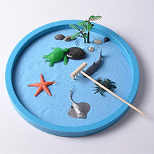 Load image into Gallery viewer, FantasyDay Mini Japanese Desktop Zen Garden, The Ocean Life,Table Dcor Kit with Accessories, Chakra Stones, for Kids, Adults, Sandbox Gift Set with Natural Sand, Wooden Tray, Lid, Rakes, Rocks
