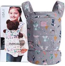 Load image into Gallery viewer, Bebamour Baby Doll Carrier for Kids Front and Back Carrier Original Cotton Baby Carrier for Doll for Boys &amp; Girls(Grey Animal)
