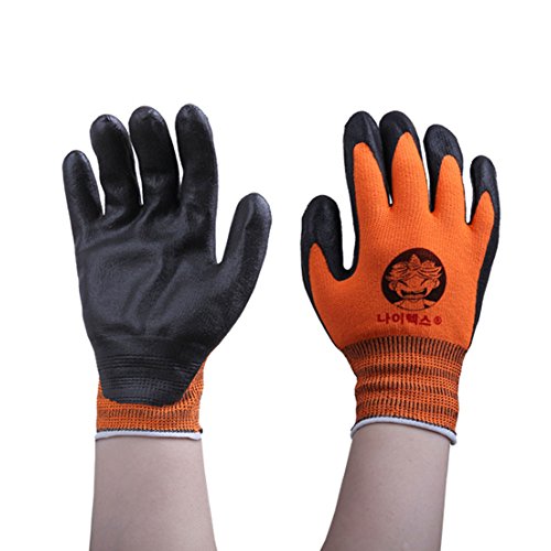 JANG_MI Nitrile Foam Coated Work Gloves for Kids Children, 2 Pairs Pack (Orange, XXS (5P))