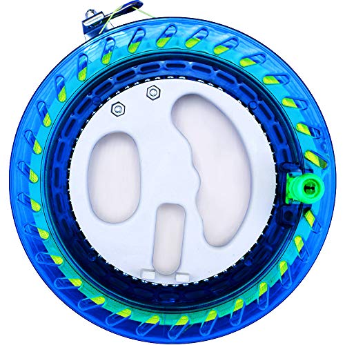 HENGDA KITE Professional Outdoor Kite Line Winder Winding Reel Grip Wheel with 650 Feet (60LBS) Flying Line String Flying Tools with Lock for Kids and Adults (Blue, 7.2 Inch)