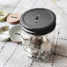 Load image into Gallery viewer, Freebily 8pcs Coin Slot Bank Lid Inserts Polished Rust Resistant Stainless Steel Metal Mason Jar Canning Jars Lids Black One Size
