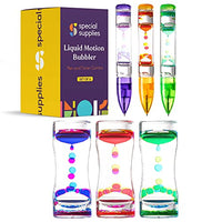 Special Supplies Liquid Motion Bubbler Toy Timer and Pen Combo (Set of 6) Colorful Hourglass Timer with Droplet Movement, Bedroom, Kitchen, Bathroom Sensory Play, Cool Home or Desk Dcor