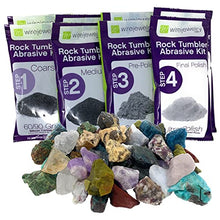 Load image into Gallery viewer, WireJewelry Madagascar Rock Tumbler Refill Kit - 3 Lbs. of Madagascar Stone Mix and 2 Batches of 4 Step Abrasive Grit and Polish

