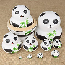 Load image into Gallery viewer, Hotusi 10Pcs Panda Wooden Handmade Nesting Dolls Matryoshka Dolls Set Animal Theme for Kids Toy Birthday Home Kids Room Decoration
