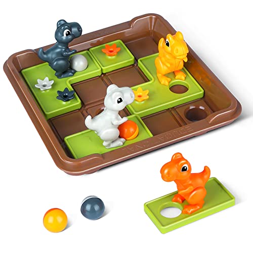 OnliForYu Dinosaur Push Ball! Puzzle Board Game for Kids, a STEM Brain Game with 60 Challenges - Brain Teaser Educational Toys for Family Party, Logic Travel Game Gift for Boy Girl Aged 5,6,7,8 and Up