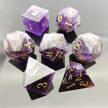 Load image into Gallery viewer, Amatolo Handmade Natural Gemstone Dice Set, Collection Jade Dices for Dungeons &amp; Dragons (D26 Dark Amethyst)
