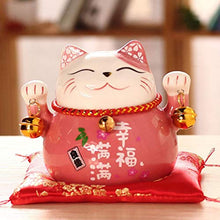 Load image into Gallery viewer, Garneck Lucky Cat Piggy Bank with Two Bells Ceramic Maneki Neko Kitty Coin Bank Porcelain Money Change Pot 2022 New Year Ornament Feng Shui Decor
