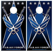 Load image into Gallery viewer, DaVinci Wrap Masters &#39;USAF&#39; Laminated Vinyl Corn Hole Board Decals.
