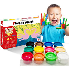 Load image into Gallery viewer, Finger Paint for Toddlers Non-Toxic Washable, 12 Bright Colors Painting for Kids DIY Crafts Painting, School Painting Supplies, Gifts for Kids (12x35ml)
