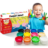Finger Paint for Toddlers Non-Toxic Washable, 12 Bright Colors Painting for Kids DIY Crafts Painting, School Painting Supplies, Gifts for Kids (12x35ml)