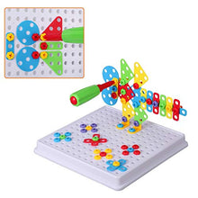 Load image into Gallery viewer, Creative Mosaic Drill Set, Drilling Toy with Screwdriver Tool, Trendy Bits Drill for Kids STEM Engineering Toys Puzzle, Toddler Drill Set Mosaic Design Building Blocks for 3 4 5 6 7 8 Year Olds
