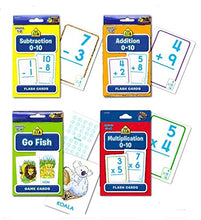 Load image into Gallery viewer, School Zone Flash Cards Math Set Kids -- 4 Packs (Addition, Subtraction, Multiplication, Go Fish, Stickers)
