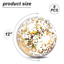 Load image into Gallery viewer, Skylety 8 Pieces Inflatable Clear Glitter Beach Balls Confetti Beach Balls Transparent Swimming Pool Party Ball for Summer Beach, Pool and Party Favor (Gold)

