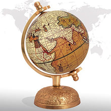 Load image into Gallery viewer, Decorative Rotating World Map Globe Orange and Cream 8&quot; Inches Metal Base Educational Globe Office Table Topper
