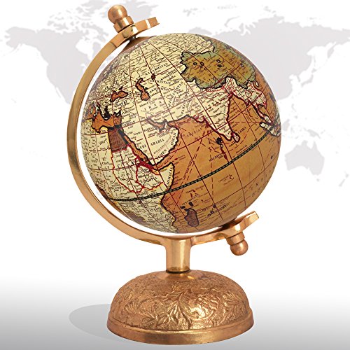 Decorative Rotating World Map Globe Orange and Cream 8