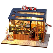 Load image into Gallery viewer, SYW Miniature Dollhouse with Furniture and LED Lights, Japanese Model Kit Wooden Dollhouse, 1:24 Scale Wooden Handmade Building Model Puzzle Toy(Sushi Shop)
