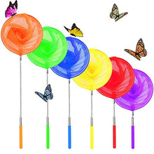 Load image into Gallery viewer, 6 Pack Kids Telescopic Butterfly Nets,Colorful Insect Catching Net Fishing Nets,Outdoor Kids Toy for Catching Fish,Butterfly,Ladybird,Caterpillar,Extendable 34 Inch

