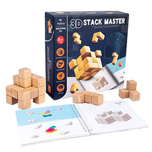 Load image into Gallery viewer, 3D Stack Master Wooden Toys to Build Logical Thinking for Boys and Girls Txplore The Mystery of 3D Space and Play with Space Building Blocks Suitable for Children Over 3 Years Old (Orange, 7)
