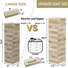 Load image into Gallery viewer, Juegoal 54 Piece Giant Tumble Tower, Wooden Block Game with Gameboard, Canvas Bag for Outdoor Yard Playing,7.1 x 7.2 x 25.2 Inches
