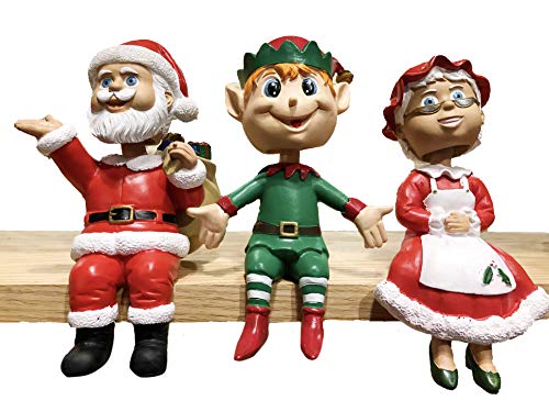 Elf, Santa Claus and Mrs. Claus Limited Edition Bobblehead Set of 3 - Sits on Any Flat Surface Including a Desk, Table or Shelf!