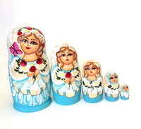 BuyRussianGifts Princess Russian Nesting Doll Hand Painted 5 Piece Doll Set