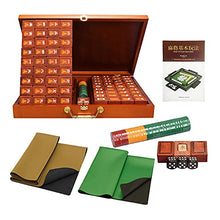Load image into Gallery viewer, Chinese Mahjong Set, 144 Mah Jong Wooden Game in Wooden Box, 1 Wind Indicator with Dice, 3 Wooden Dice, 2 Blank Spares,1 Set of Chips, 1 Table Cover and 1 Game Manual (for Chinese Style Game Play)
