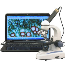 Load image into Gallery viewer, AmScope M158-E1 Digital Cordless Compound Monocular Microscope, WF10x Eyepiece, 40x-400x Magnification, LED Illumination with Rheostat, Brightfield, Single-Lens Condenser, Coaxial Coarse and Fine Focu
