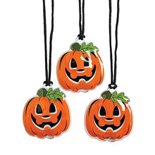 Load image into Gallery viewer, Fun Express Light up Jack O Lantern Necklace (Set of 12) Halloween Party Supplies
