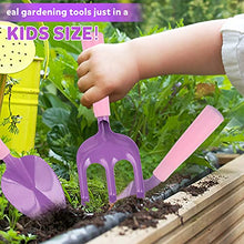 Load image into Gallery viewer, 3 PCs Kids Gardening Set Trowel Rake Shovel Children&#39;s Garden Tools Pink Purple Kids Garden Tools Gardening Gifts for Kids Girls
