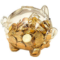 Cute Piggy Bank, Clear Glass Coin Bank Pig Money Bank for Kids Toddler Boys Girls Adults